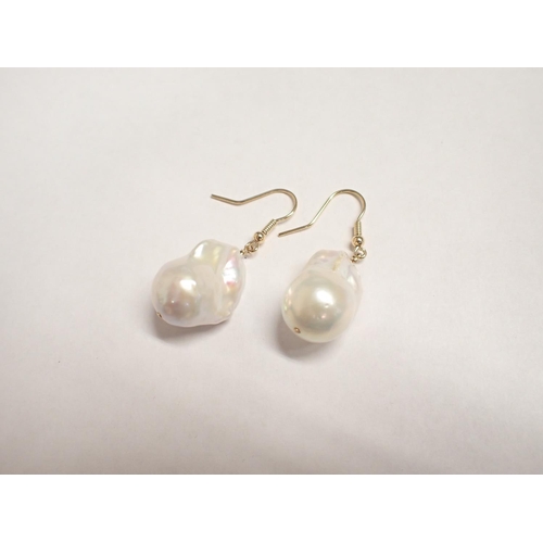 161 - A pair of Baroque freshwater Pearl drop Earrings on wire fittings