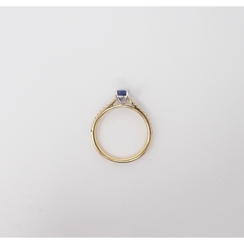 184 - A Sapphire and Diamond Ring claw-set oval-cut sapphire, 0.94cts, between graduated brilliant-cut pav... 