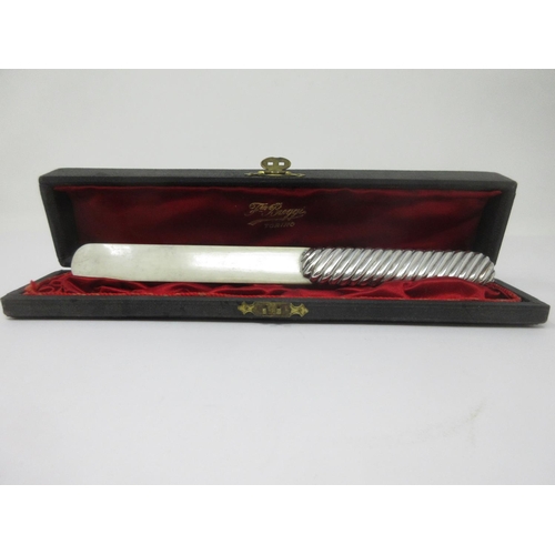 204 - A Continental silver handled Paperknife, marked 800 in original case