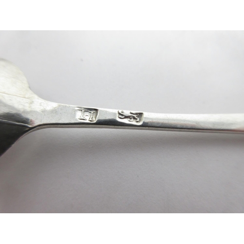 223 - Four George III silver Coffee Spoons with bright-cut engraving and initials, maker: I.L.