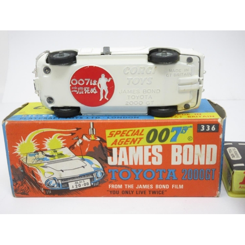 240 - A Corgi Toys James Bond Toyota 2000GT, No 336, in original packaging, and a Dinky Toys Aston Martin ... 