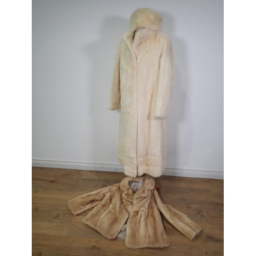 248 - A palomino Mink Coat labelled Diadem, approx UK size 14 with matching Hat and a honey coloured Mink ... 