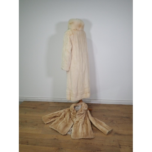 248 - A palomino Mink Coat labelled Diadem, approx UK size 14 with matching Hat and a honey coloured Mink ... 