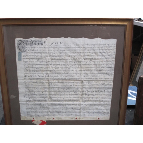 254 - A framed Indenture made '11th Year of the Reign of George II (1738)' between Thomas Fenton, Budford ... 