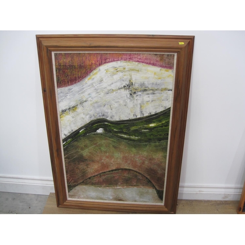 262A - REX BALLINGER. Abstract, signed, with initials, pastel, 14 x 24in; two modern oil paintings by anoth... 