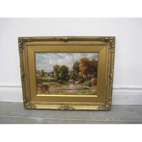 268 - R. J. HAMMOND. 'On a Country Lane', signed, oil on canvas, 10 x 14in; and another oil painting depic... 