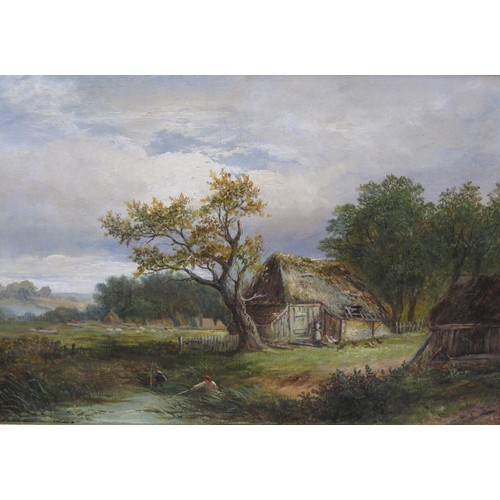 268 - R. J. HAMMOND. 'On a Country Lane', signed, oil on canvas, 10 x 14in; and another oil painting depic... 