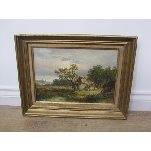 268 - R. J. HAMMOND. 'On a Country Lane', signed, oil on canvas, 10 x 14in; and another oil painting depic... 