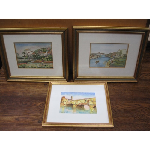 298 - A. MOLL. Italian landscape subjects, watercolour, 4 1/2 x 6in, three ; a watercolour by another hand... 