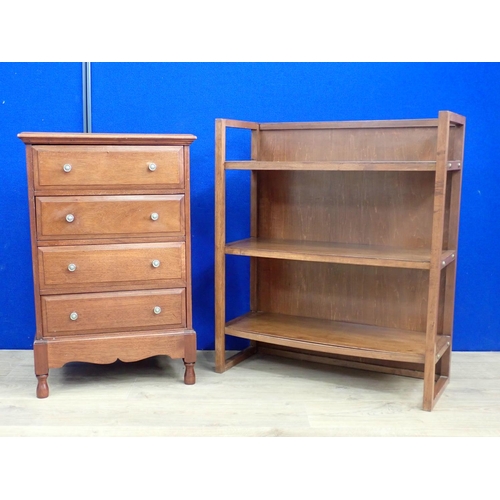 303 - An open Bookcase and a small mahogany Chest of four drawers