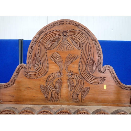 31 - A North African pine set of carved Shelves with shaped surmount 6ft 1in H x 3ft 3in W