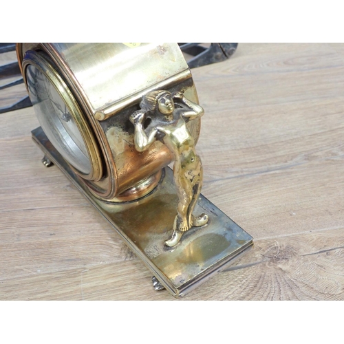 310 - A brass cased Art Deco Mantle Clock by Wales & Mculloch, London 7in H and an Art Deco style metal Sc... 