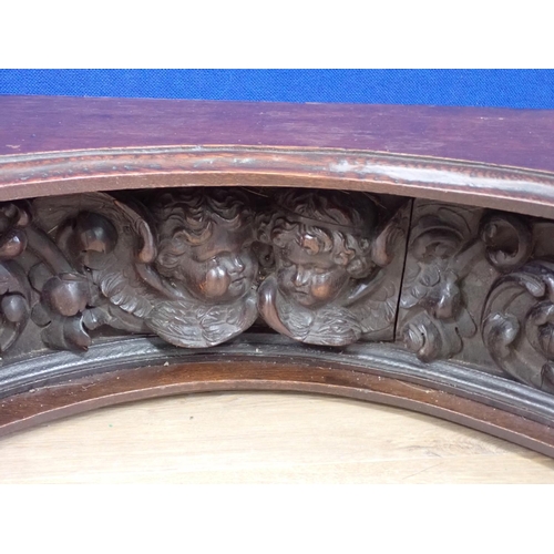 314 - A mahogany Pole on tripod base, carved oak Buffet Top and a Tray