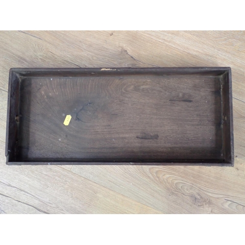 314 - A mahogany Pole on tripod base, carved oak Buffet Top and a Tray