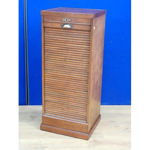 326 - An oak tambour fronted Filing Cabinet 3ft 6in H x 1ft 6in W