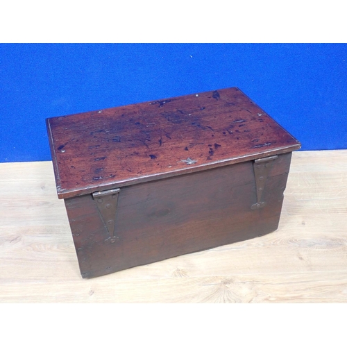 328 - A late 17th Century Welsh oak Box with pin carved heart design to front 1ft 8in W x 10in H