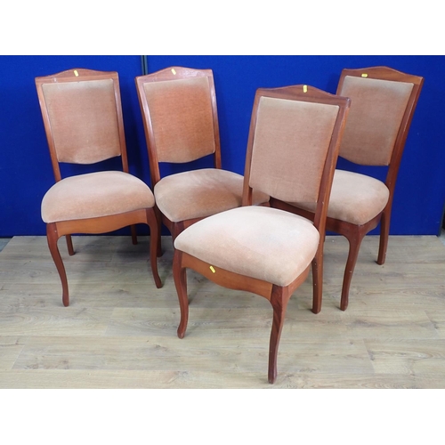 329 - A pink upholstered button back Chair, Easy Chair and a set of six upholstered Dining Chairs