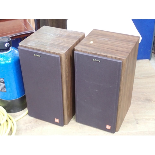 349 - A pair of Sony Speakers, mahogany Occasional Table, Pool Cleaner