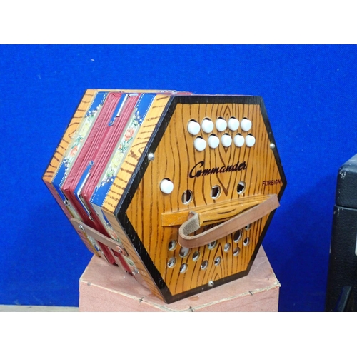 367 - Concertina, Singer Sewing Machine and a Clock