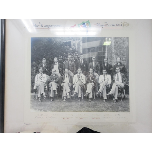 376 - A framed Photograph of 'The Kangaroos May Term 1934', a Cup 1928-29, and a Scarf