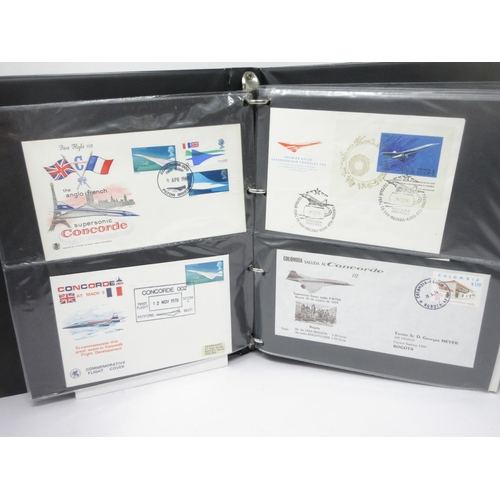 386 - An Album of Concorde 1st Day Covers, some signed by pilots