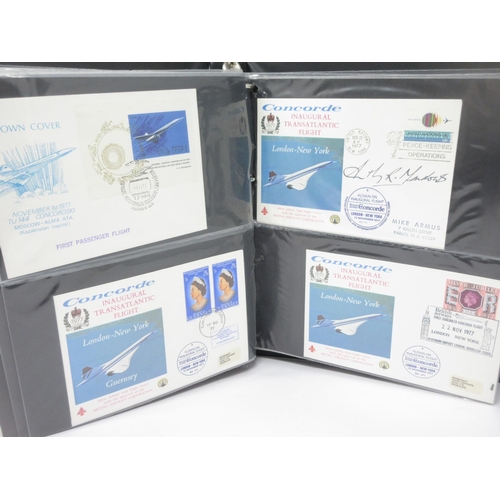 386 - An Album of Concorde 1st Day Covers, some signed by pilots