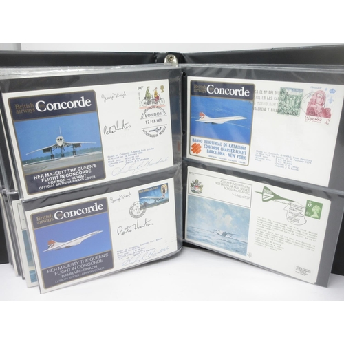 386 - An Album of Concorde 1st Day Covers, some signed by pilots