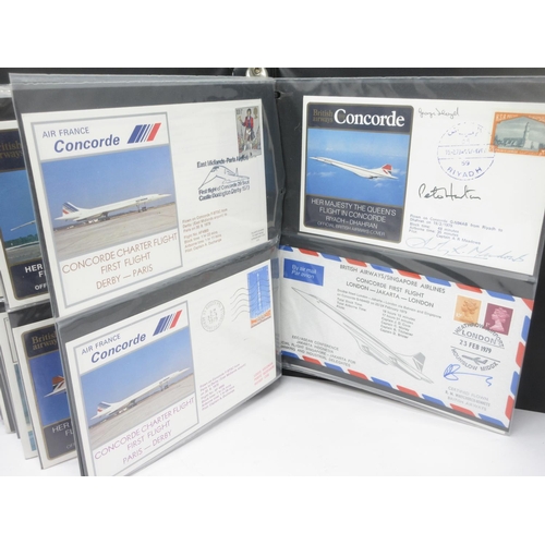 386 - An Album of Concorde 1st Day Covers, some signed by pilots