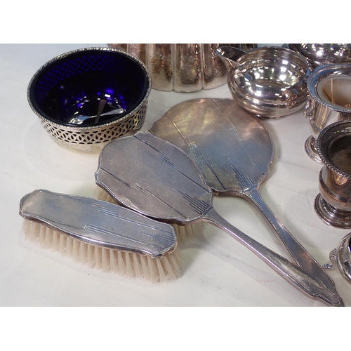 407 - A collection of plated ware including Tea Pot, Bowl, Condiments and Books including Rolls-Royce inte... 