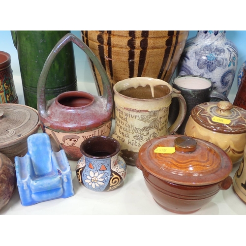 437 - A collection of pottery including Philip Leach Vase A/F, assorted Mugs, Pots and Vases