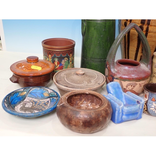 437 - A collection of pottery including Philip Leach Vase A/F, assorted Mugs, Pots and Vases