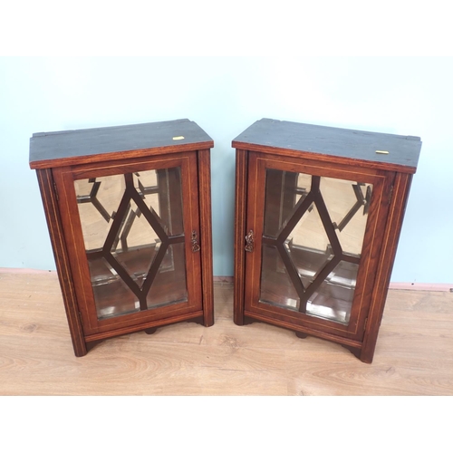 45 - A pair of Edwardian mahogany and inlaid Cabinets 1ft 10in H x 1ft 4in W