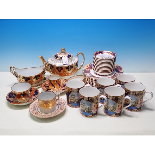 456 - A Derby Tea Pot, various Cups and Saucers and Royal Worcester Nelson Mugs and Plates