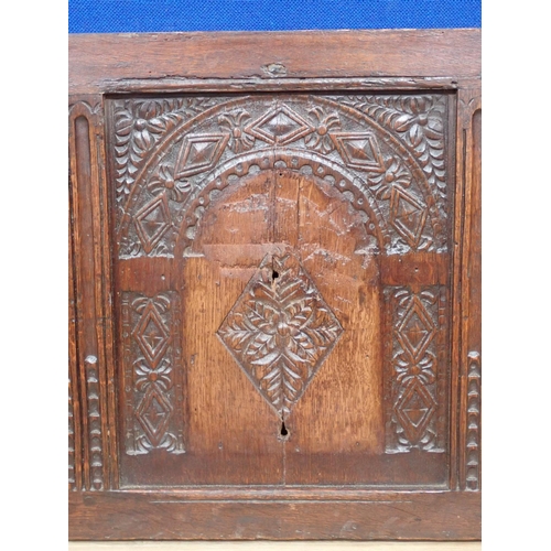 484 - A 17th Century carved oak Panel with arcaded design 1ft 9in W x 1ft 6in H