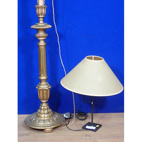 496 - A gilt Standard Lamp(Failed Pat Test)and a Table Lamp (Passed Pat Test)