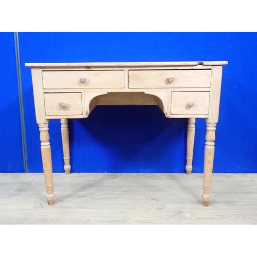 514 - A Victorian pine Side Table fitted four frieze drawers mounted upon turned supports 3ft W x 2ft 4in ... 