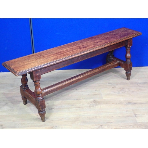 528 - A 19th Century oak Refectory Bench with moulded top mounted upon turned supports and H-stretcher 4ft... 