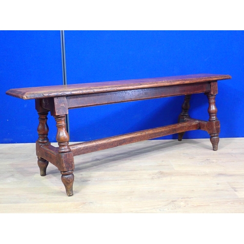 528 - A 19th Century oak Refectory Bench with moulded top mounted upon turned supports and H-stretcher 4ft... 