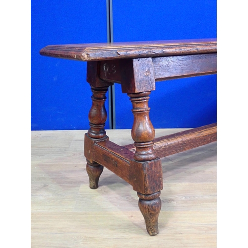 528 - A 19th Century oak Refectory Bench with moulded top mounted upon turned supports and H-stretcher 4ft... 