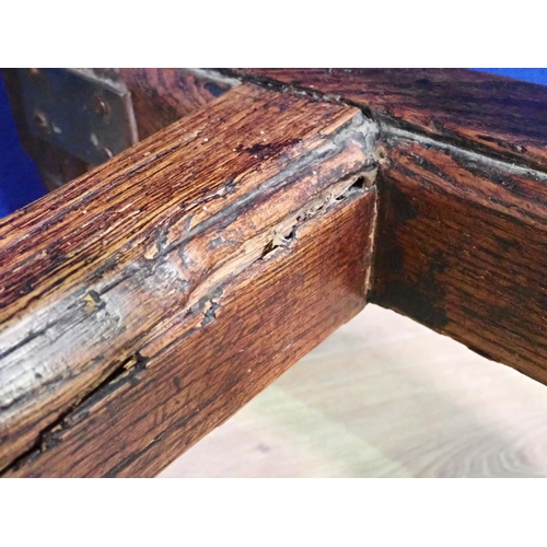 528 - A 19th Century oak Refectory Bench with moulded top mounted upon turned supports and H-stretcher 4ft... 