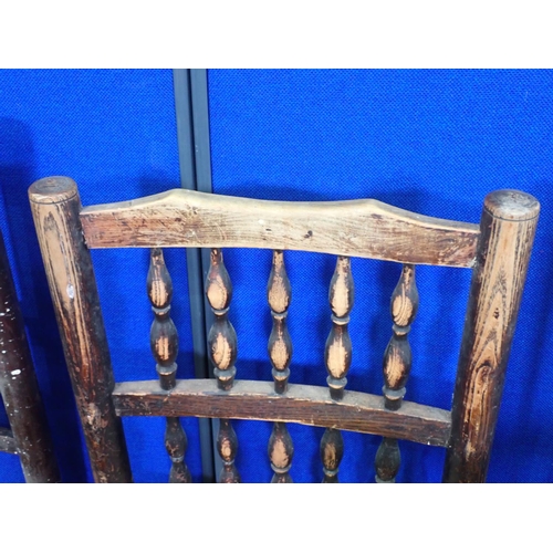 529 - A harlequin set of eight antique ash spindle back rush seated chairs including two carvers