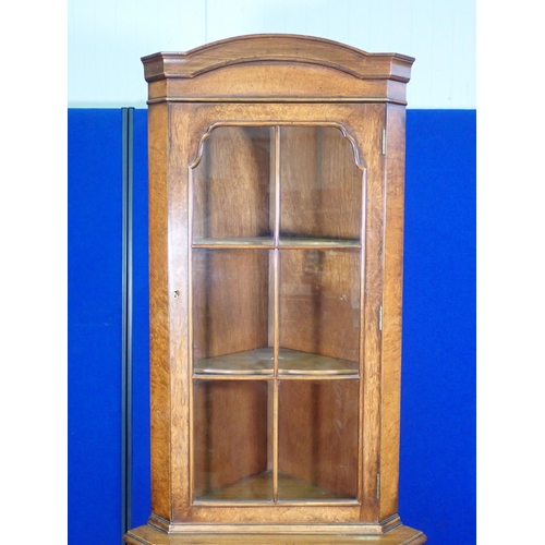 537 - A burr walnut and mahogany veneered standing Corner Cabinet 6ft 1in H x 2ft 1in W