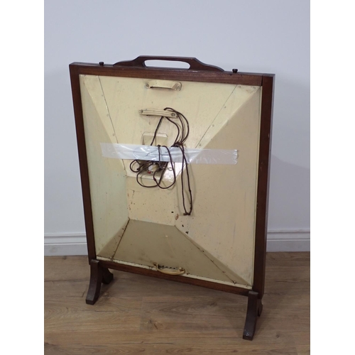 544 - An Electric Fire in the form of a mahogany Fire Screen 3ft H x 2ft 1in W