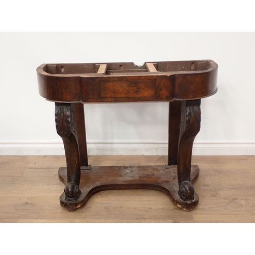 593 - A 19th Century rosewood Centre Table on cheval base 3ft 3in W x 2ft 4in H, a Victorian burr walnut v... 