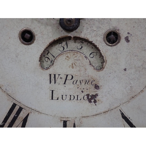 597 - An 18th Century arched Clock Movement with moon dial and subsidiary dial by W. Payne, Ludlow 13in W