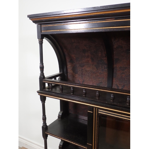 601 - A Victorian ebonised Bookcase fitted single central glazed door flanked by open shelves 4ft H x 3ft ... 