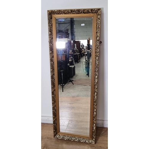 619 - A pine framed Mirror, two gilt framed Mirrors, a circular Mirror and a Print
THIS LOT IS BEING SOLD ... 