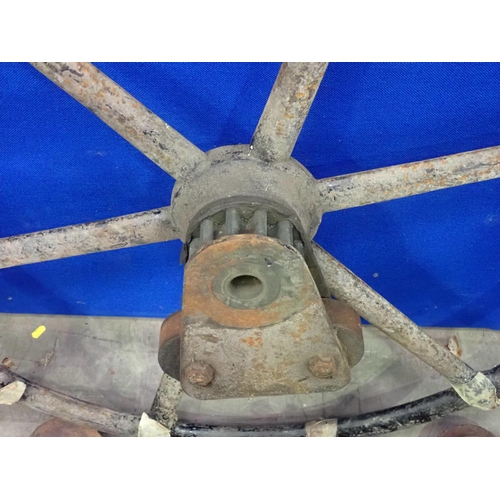 622 - A large cast iron railway level crossing Wheel, two cast iron G.W.R. Brackets and other related item... 