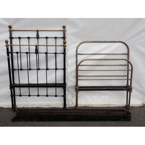 631 - A Victorian brass and iron single Bed and a brass single Bed