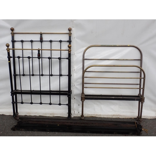 631 - A Victorian brass and iron single Bed and a brass single Bed